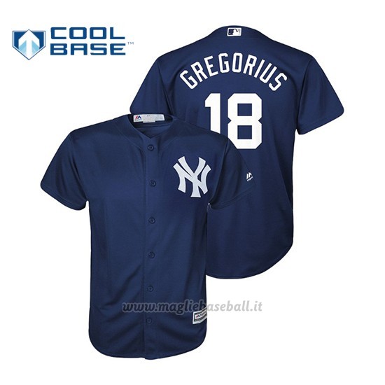 Maglia Baseball Bambino New York Yankees Didi Gregorius Cool Base Official Alternato Blu